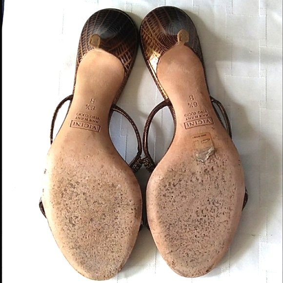 RARE Giuseppe Zanotti Topaz Jeweled Metallic Leather Kitten Heel Sandals VINTAGE - Picture 12 of 16